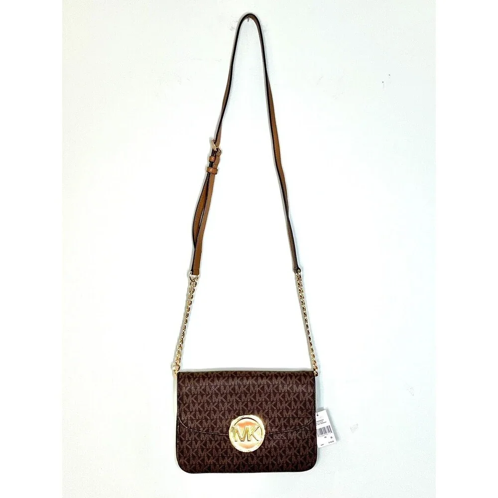NWT Michael Kors Old Money Office Siren Brown Fulton Crossbody Bag Retail $198